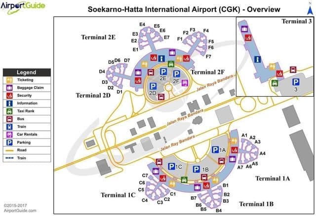 Mapa do terminal do aeroporto de Jacarta