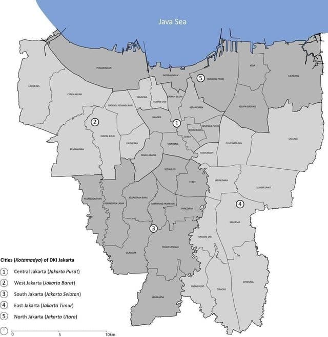 Mapa do distrito de Jacarta