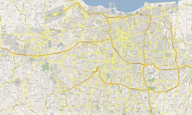 Mapa das ruas de Jacarta