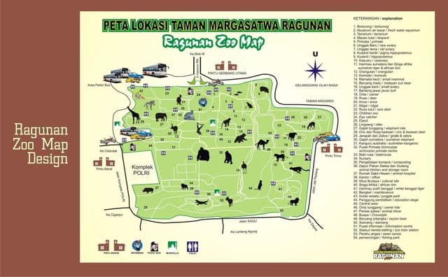Mapa do Parque Zoológico de Jacarta